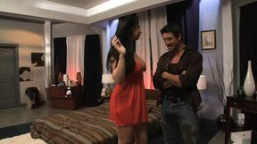 Sexy MILF mom Kerry Louise in ravishing brown-haired threesome