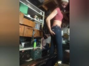 Tries on some clothes striptease dry humping