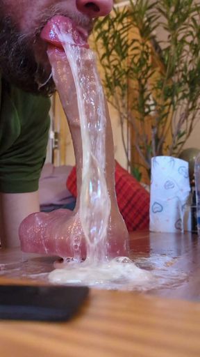 Very Sloppy Furry Dildo Deepthroat