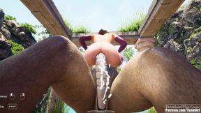 She Takes Trans Statue Fun in Hidden Temple cumshot collection