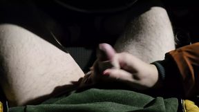 Will we get caught? My roommate wanks my cock in the car in the parking lot at night