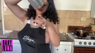 Cooking with little clothing