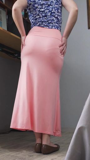 Visible Panty Line Tease In Long Maxi Skirt   Clip 1