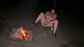 Masturbating in the Open While Camping and Sucking Cock