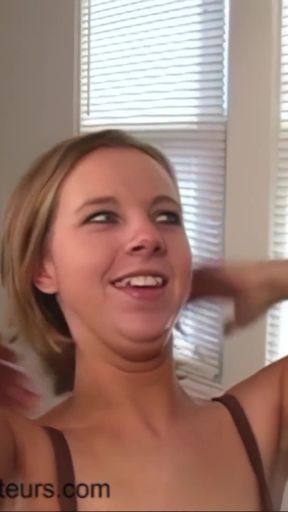 Desperate Amateurs Bree and Tatiana suck big hard cock and get their faces covered in hot cum   Clip 2