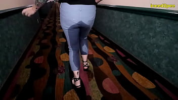 Whitney Moragan pissing jeggings hotel stairwell