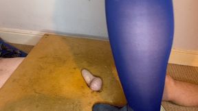 Blue boots bust his cock and bals