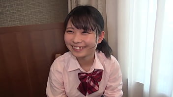18-year-old Japanese black-haired beauty, slender and small breasts. Blowjob and cum in mouth. Uncensored, uniform cosplay