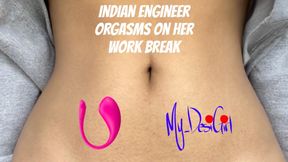 Indian Engineer Orgasms on her Work Break using a Lush Lovense Vibrator 💖