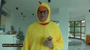 PINK EASTER BUNNY GIVES PRETTY &amp_ PETITE RENATA FOX ALL HIS EGGS!