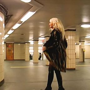 Naughty blonde German slut posing and fucking in public