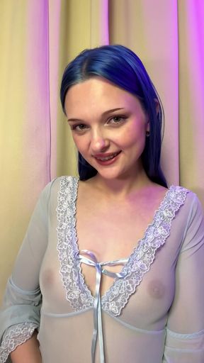 Braces teen plays with her boobs in homemade solo fun