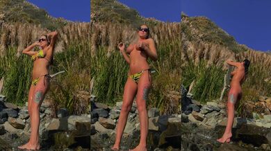 Nude Beach Voyeurs Destroyed By Averye Big Tits Shower Gush