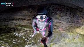 Neoprene Wetsuit & Dive Mask Masturbation by the Sea