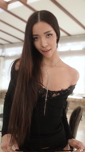 POV - Petite Office Slut Lia Lin Grinds Your Hard Dick