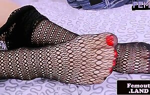 Emo fishnet fembois solo throbbing her cock