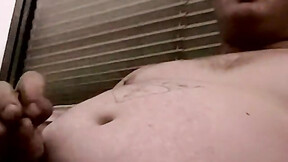 Chubby guy jerks off & makes his prick hard