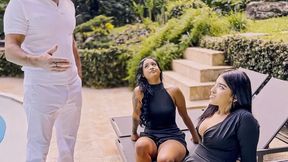 Latina Stepsisters Share Big Cock American Stepdad In Amateur Threesome