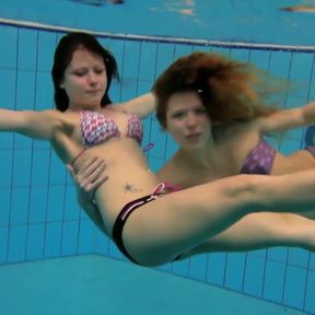 Katka and Kristy underwater swimming babes