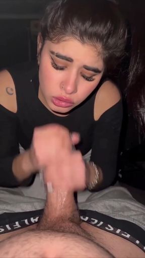 Porn Star Applying Lotion to Penis