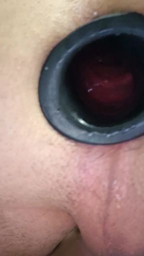 Gaping my hole and fucking myself with a long sex toy
