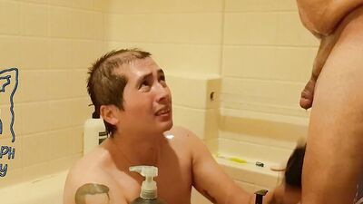 Lymph Guy's caregiving nurse gives him a steamy shower & hot fuck