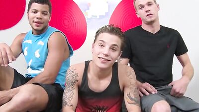 Kaden Alexander and her straight bros take turns on Romeo James' big white cock