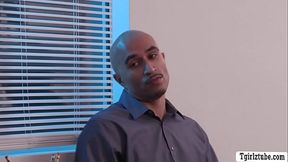 Lucky applicant rimjob and analed his future busty TS boss