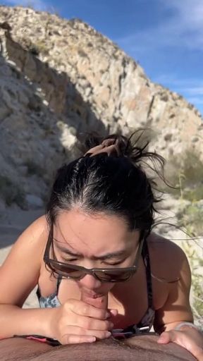 Outdoor Blowjob While Hiking in the Desert - Amateur Wmaf - Cum in Mouth Public BJ Swallow