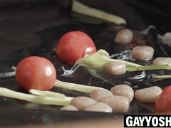 Food fetish Japanese teen Yoshi Kawasaki jerks off alone