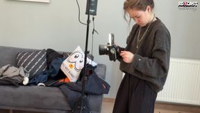 Behind the Scenes! Cute Funky Town in Hard Double Fucking on the Set of Porn with Her Stepbrothers!