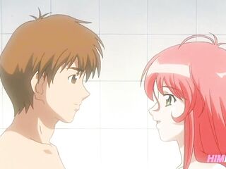 Anime Uncensored - My breasty stepsister catches me masturbating in the washroom
