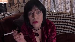 Rough Mistress Sucks Cigarette Between Her Thick Lips While Choking On Huge Cock