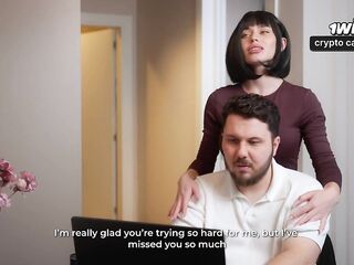 Secretary MariMoore unfathomable-mouths a jock and has coarse sex with her boss whilst his wife is in the next room