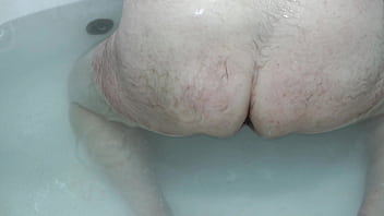 Shaving and fucking ass in the bathroom. Washing dick in the bath.