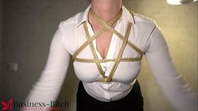 Amateur milf secretary gets tied up for a hot and dirty Kinbaku-style
