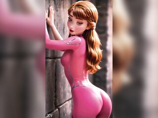 Pleasing yet daring, Anna stuns in her radiant pink latex costume. The tender charm of Arendelle’s princess now meets a gutsy, irresistible edge. A mix of innocence and fearless excitement.