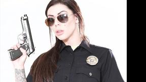 ”Lustful Lesbian Criminal Vanna Bardot Offers Her Unshaved Twat to Large Tits Cop Karma”