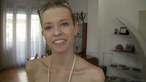 Charming skinny cutie Angel Hott blows pecker on POV video