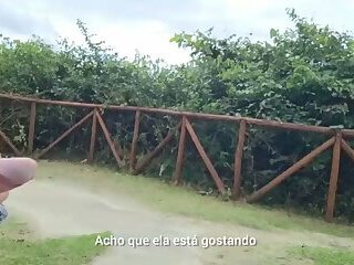 Risky handjob on the street and beautiful redhead ended up catching me masturbating!