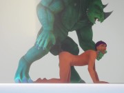 Muscular Furry alien fucked young nerd