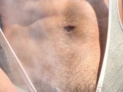 Japanese Student Wears Erotic Singlet and Jerk Off His Big Cock