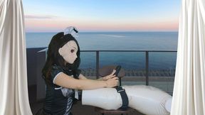 HENTAI Aibu。ベランダ。メイド。電動マッサージ機でオナニー。