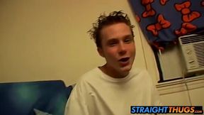 Straight thugs Billy and Jacob love collecting cum in a cup