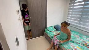 I hide in my little stepsister's room to spy on her while she puts on her underwear