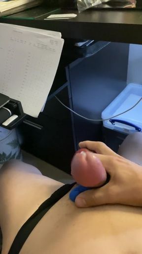 Stepdaddy Jerking off by the Computer