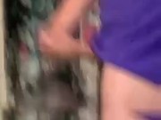 Teen jerking cock in mirror