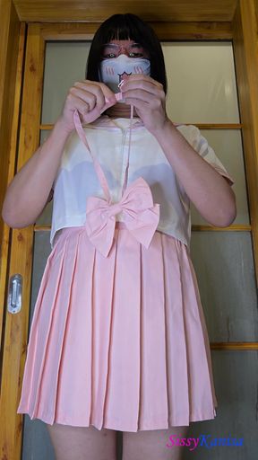 Sissy Kanisa's Fitting Room: Try on Pink Seifuku (japanese Sailor College Uniform)