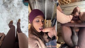 blowjobs in the backyard! big dick trans girl vanniall seduces wood hauler for outdoor oral & hard anal pounding