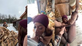 blowjobs in the backyard! big dick trans girl vanniall seduces wood hauler for outdoor oral & hard anal pounding